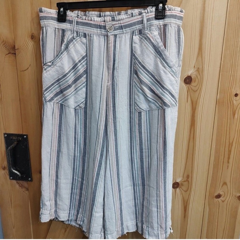 Democracy Wide Leg Linen Blend Crop Pants
